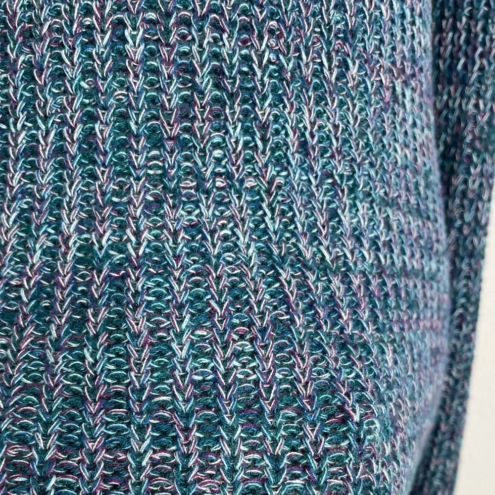 Faded Glory Women's Teal Multicolor Long Sleeve Cable Knit Pullover Sweater Sm